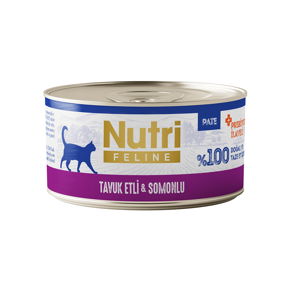 Nutri Feline Tavuk Etli ve Somonlu Tahılsız Konserve Yetişkin Kedi Maması 70 g